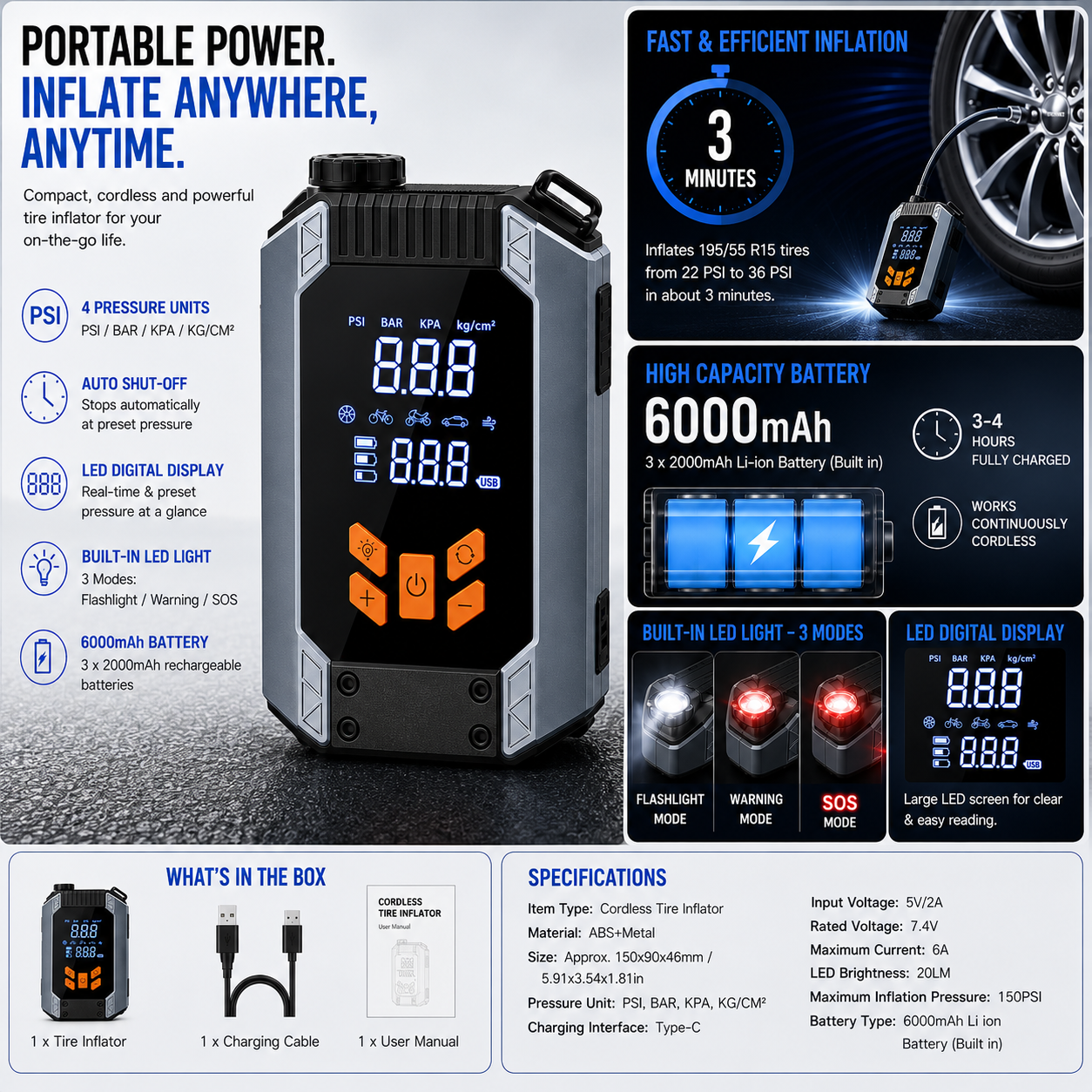 AeroDrive Air Pro™ Cordless Tire Inflator